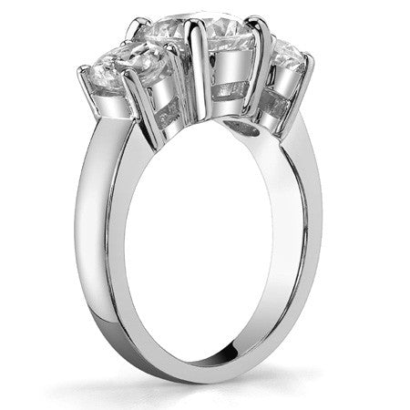 3.5ct (8mm,6.0mm) Round Brilliant Moissanite Three Stone Ring