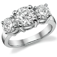 3.5ct (8mm,6.0mm) Round Brilliant Moissanite Three Stone Ring