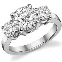 2.7ct (8.0mm,4.5mm) Round Brilliant Moissanite Three Stone Ring