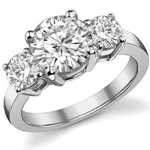 2.7ct (8.0mm,4.5mm) Round Brilliant Moissanite Three Stone Ring