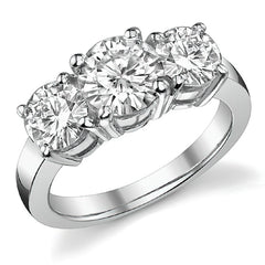 3.0ct (7.5mm,6mm) Round Brilliant Moissanite Three Stone Ring