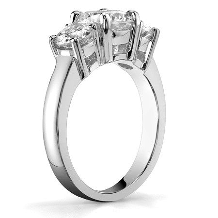 2.2ct (7.5mm,4.5mm) Round Brilliant Moissanite Three Stone Ring