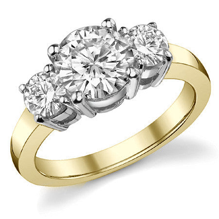 2.2ct (7.5mm,4.5mm) Round Brilliant Moissanite Three Stone Ring