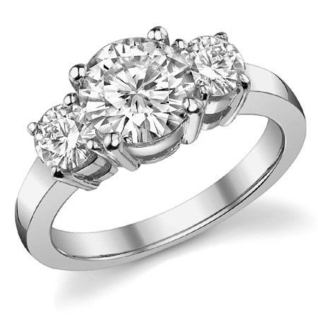 2.2ct (7.5mm,4.5mm) Round Brilliant Moissanite Three Stone Ring