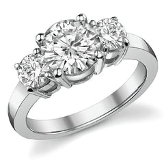 2.2ct (7.5mm,4.5mm) Round Brilliant Moissanite Three Stone Ring