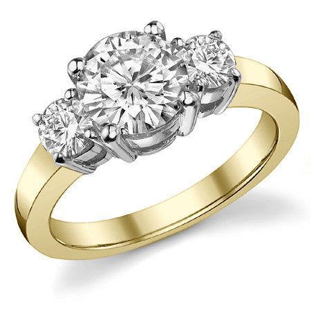 2.0ct (7.5mm,4mm) Round Brilliant Moissanite Three Stone Ring