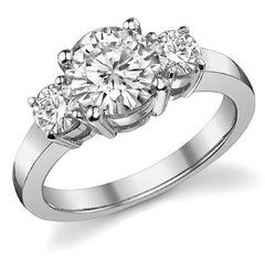 2.0ct (7.5mm,4mm) Round Brilliant Moissanite Three Stone Ring