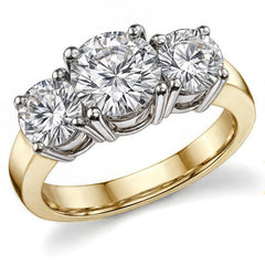 2.75ct (7mm,6mm) Round Brilliant Moissanite Three Stone Ring