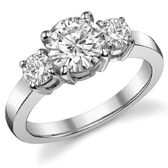 1.75ct (7mm,4mm) Round Brilliant Moissanite Three Stone Ring