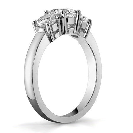 1.4ct (6mm,4.5mm) Round Brilliant Moissanite Three Stone Ring
