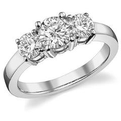 1.4ct (6mm,4.5mm) Round Brilliant Moissanite Three Stone Ring