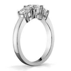 1.25ct (6mm,4mm) Round Brilliant Moissanite Three Stone Ring