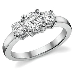 1.25ct (6mm,4mm) Round Brilliant Moissanite Three Stone Ring