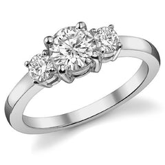 1.05ct (6mm,3.5mm) Round Brilliant Moissanite Three Stone Ring