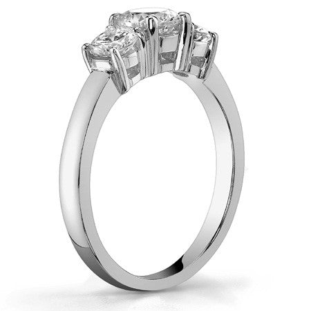 1.05ct (6mm,3.5mm) Round Brilliant Moissanite Three Stone Ring