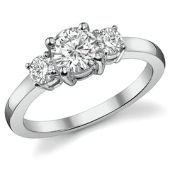 1.05ct (6mm,3.5mm) Round Brilliant Moissanite Three Stone Ring