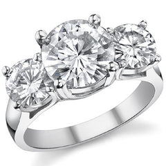 5.5ct (9.5/6.5mm) Round Brilliant Moissanite Trellis 3 Stone Ring