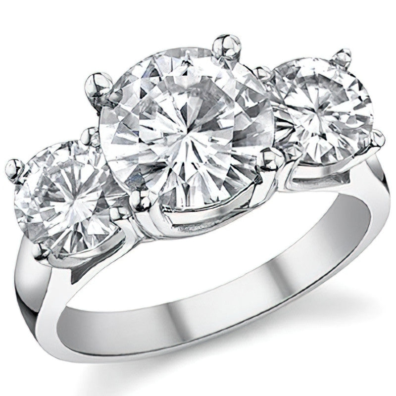5.5ct (9.5/6.5mm) Round Brilliant Moissanite Trellis 3 Stone Ring