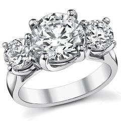 5.0ct (9.5/6mm) Round Brilliant Moissanite Trellis 3 Stone Ring