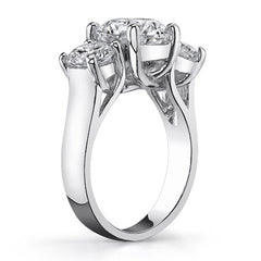 5.0ct (9.5/6mm) Round Brilliant Moissanite Trellis 3 Stone Ring
