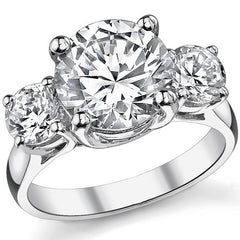 4.5ct (9.5/5mm) Round Brilliant Moissanite Trellis 3 Stone Ring