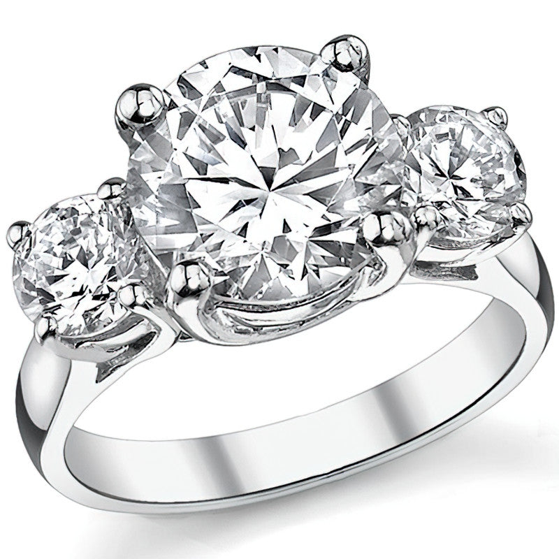4.5ct (9.5/5mm) Round Brilliant Moissanite Trellis 3 Stone Ring