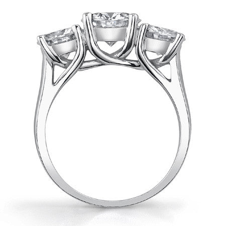 5.0ct (9.0/6.5mm) Round Brilliant Moissanite Trellis 3 Stone Ring