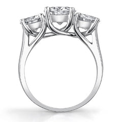 5.0ct (9.0/6.5mm) Round Brilliant Moissanite Trellis 3 Stone Ring