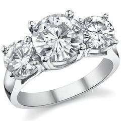 5.0ct (9.0/6.5mm) Round Brilliant Moissanite Trellis 3 Stone Ring