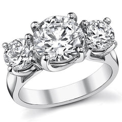 4.5ct (9.0/6mm) Round Brilliant Moissanite Trellis 3 Stone Ring