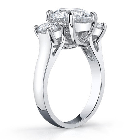 4.0ct (9.0/5.0mm) Round Brilliant Moissanite Trellis 3 Stone Ring