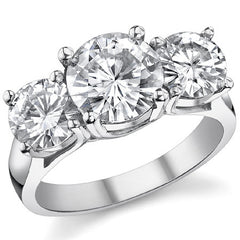 4.5ct (8.5/6.5mm) Round Brilliant Moissanite Trellis 3 Stone Ring