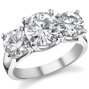 4.5ct (8.5/6.5mm) Round Brilliant Moissanite Trellis 3 Stone Ring