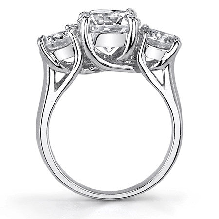 4.0ct (8.5/6.0mm) Round Brilliant Moissanite Trellis 3 Stone Ring