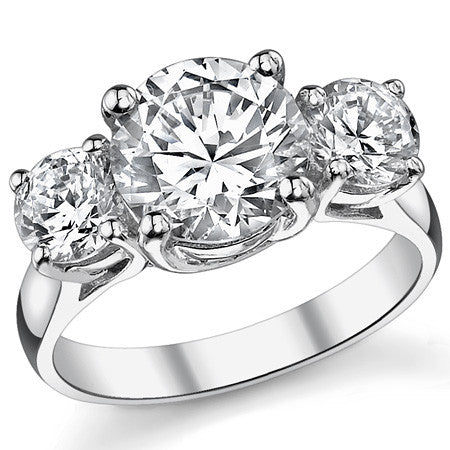 3.5ct (8.5/5.0mm) Round Brilliant Moissanite Trellis 3 Stone Ring