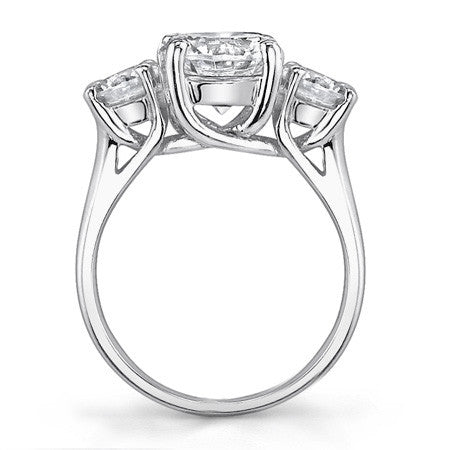 3.5ct (8.5/5.0mm) Round Brilliant Moissanite Trellis 3 Stone Ring