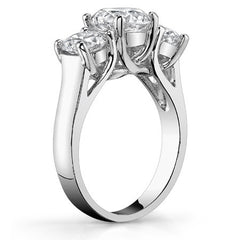 3.5ct (8.5/5.0mm) Round Brilliant Moissanite Trellis 3 Stone Ring