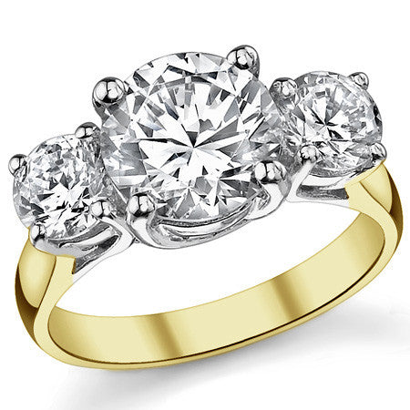 3.5ct (8.5/5.0mm) Round Brilliant Moissanite Trellis 3 Stone Ring