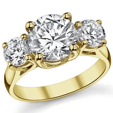 3.5ct (8.5/5.0mm) Round Brilliant Moissanite Trellis 3 Stone Ring