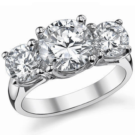 3.5ct (8.0/6.0mm) Round Brilliant Moissanite Trellis 3 Stone Ring