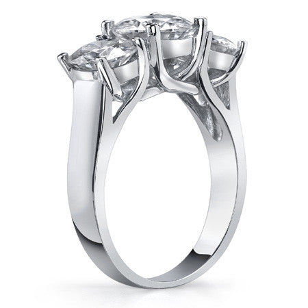 3.5ct (8.0/6.0mm) Round Brilliant Moissanite Trellis 3 Stone Ring