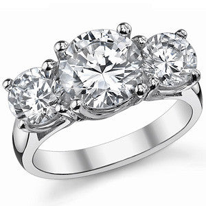 3.5ct (8.0/6.0mm) Round Brilliant Moissanite Trellis 3 Stone Ring
