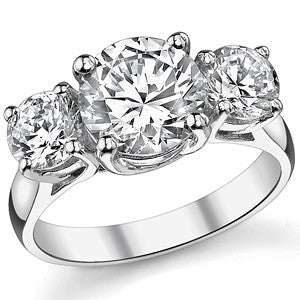 3.0ct (8.0/5.0mm) Round Brilliant Moissanite Trellis 3 Stone Ring