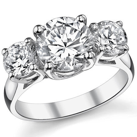 3.0ct (8.0/5.0mm) Round Brilliant Moissanite Trellis 3 Stone Ring