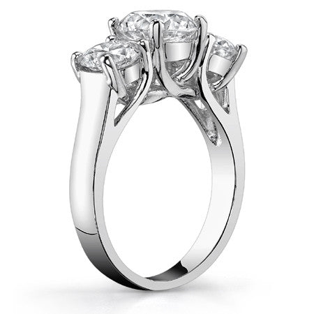 3.0ct (8.0/5.0mm) Round Brilliant Moissanite Trellis 3 Stone Ring