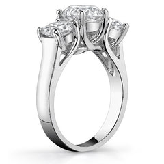 3.0ct (8.0/5.0mm) Round Brilliant Moissanite Trellis 3 Stone Ring