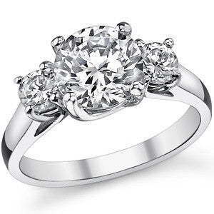 2.5ct (8.0/4.0mm) Round Brilliant Moissanite Trellis 3 Stone Ring