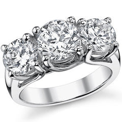 3.5ct (7.5/6.5mm) Round Brilliant Moissanite Trellis 3 Stone Ring
