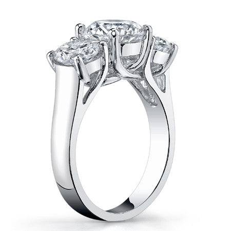 3.0ct (7.5/6.0mm) Round Brilliant Moissanite Trellis 3 Stone Ring