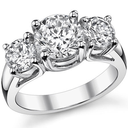 2.5ct (7.5/5.0mm) Round Brilliant Moissanite Trellis 3 Stone Ring